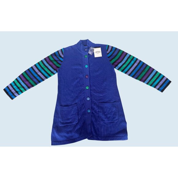 BOB MACKIE Wearable Art Striped Sleeve Tunic Sweater Sz M NWT - Picture 2 of 8